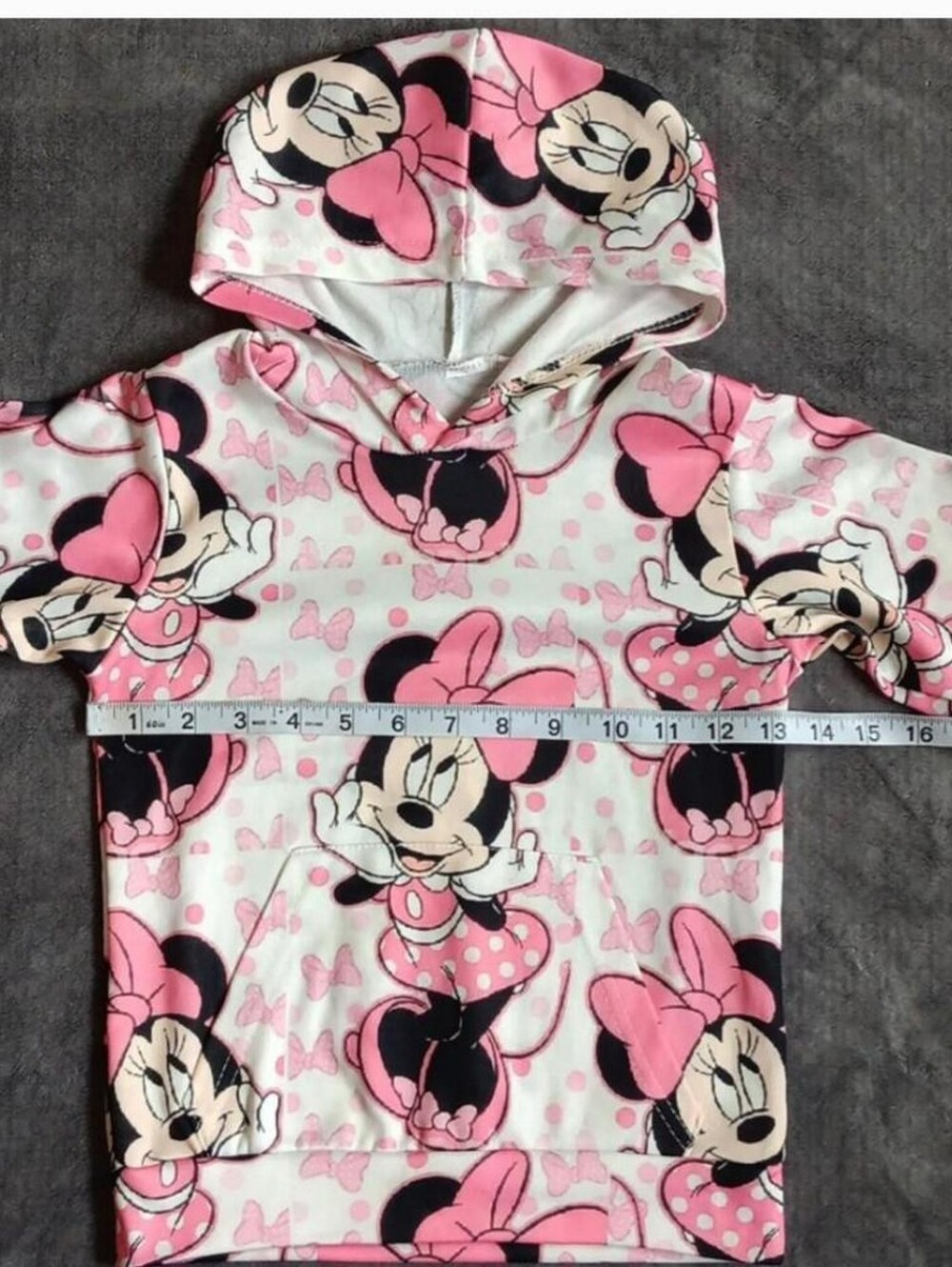 Disney Minnie Mouse Kids Hoodie in Pink and White Hooded Lightweight Sweatshirt - Picture 4 of 4